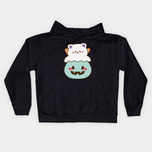 Baby cute ghost cat with pumpkin Kids Hoodie